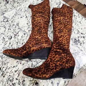 Nine West Black and Brown Heeled Boots with Sleek Design